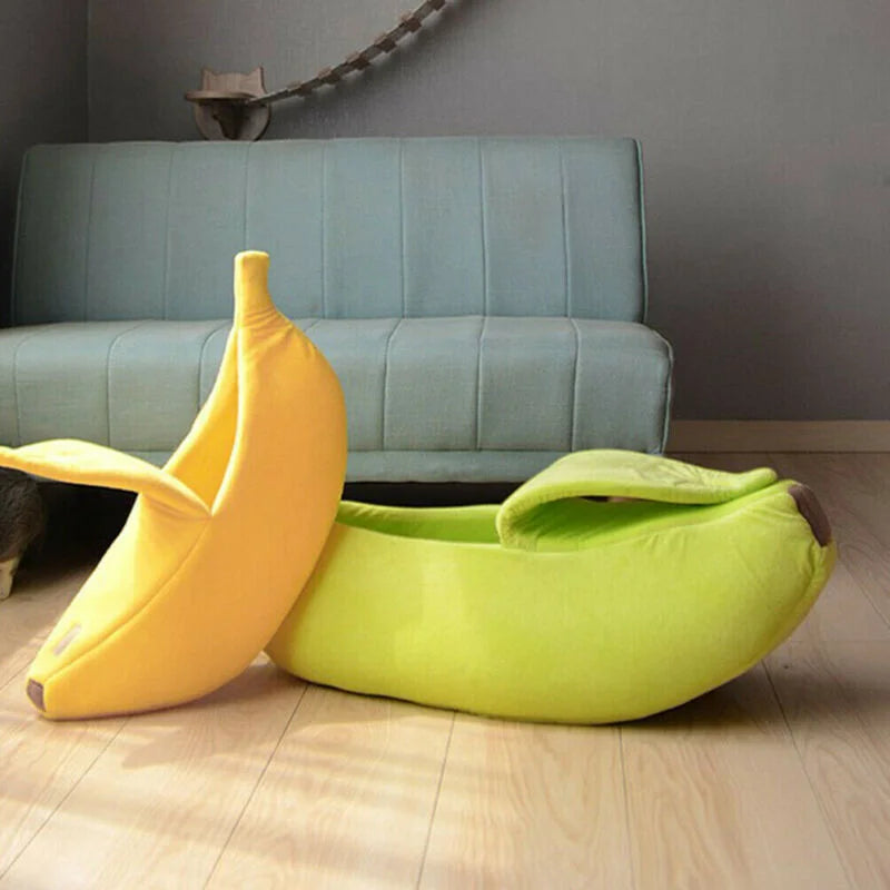 Banana-Shaped Cozy Cat Bed