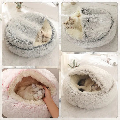 Warm Soft Plush Cat Bed with Cover