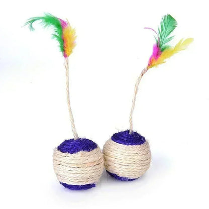 Sisal Cat Scratching Ball with Feather Toy