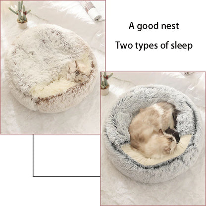 Warm Soft Plush Cat Bed with Cover