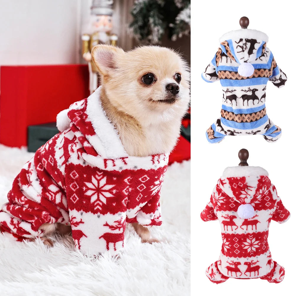 Christmas Warm Fleece Dog Pajamas