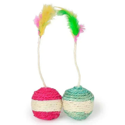 Sisal Cat Scratching Ball with Feather Toy