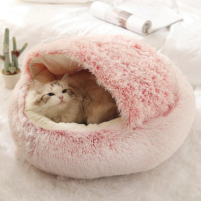 Warm Soft Plush Cat Bed with Cover