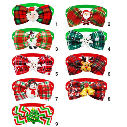 10PCS Christmas Dog Cat Bowties