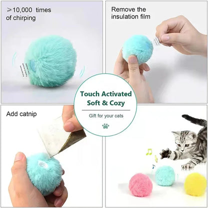 Interactive Plush Cat Toy Ball