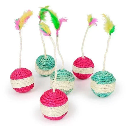 Sisal Cat Scratching Ball with Feather Toy